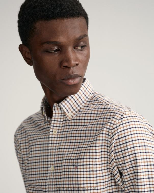 GANT hombres nuez tostada camisa oxford tattersall de corte regular P0P0224
