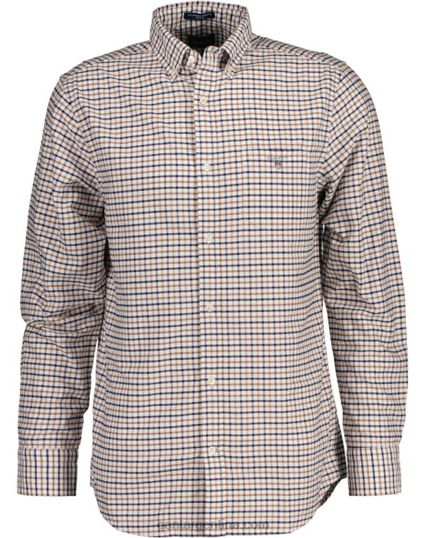 GANT hombres nuez tostada camisa oxford tattersall de corte regular P0P0224