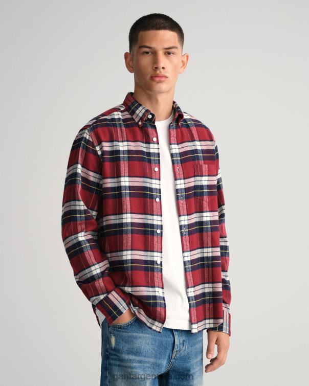 GANT hombres rojo hinchado camisa a cuadros de franela regular fit P0P0290