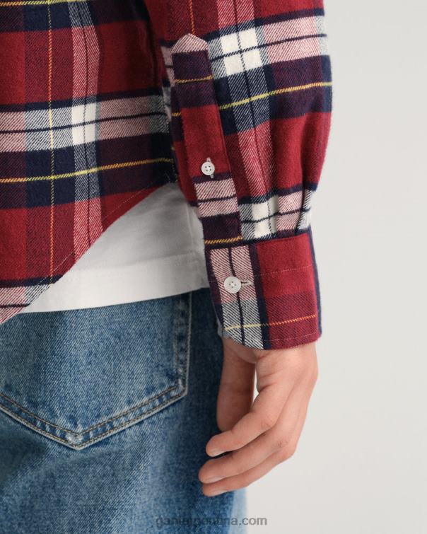 GANT hombres rojo hinchado camisa a cuadros de franela regular fit P0P0290