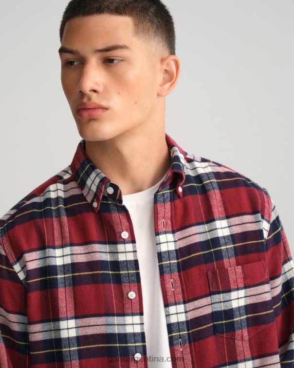 GANT hombres rojo hinchado camisa a cuadros de franela regular fit P0P0290