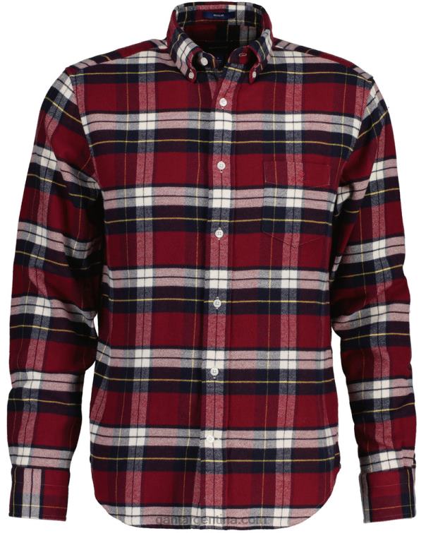 GANT hombres rojo hinchado camisa a cuadros de franela regular fit P0P0290