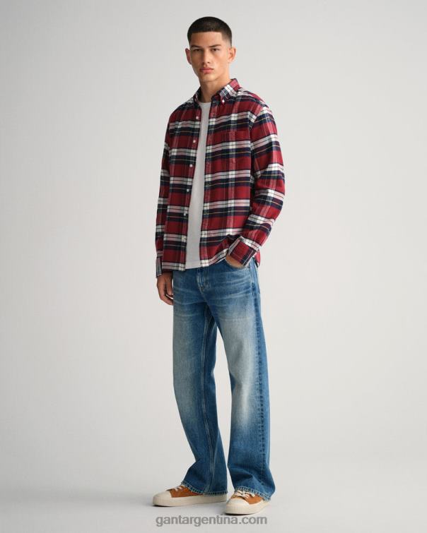 GANT hombres rojo hinchado camisa a cuadros de franela regular fit P0P0290