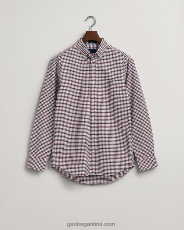 GANT hombres rojo hinchado camisa oxford tattersall de corte regular P0P0249