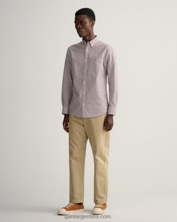 GANT hombres rojo hinchado camisa oxford tattersall de corte regular P0P0249