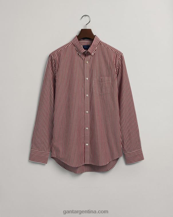 GANT hombres rojo hinchado camisa regular fit de paño fino a rayas P0P0257