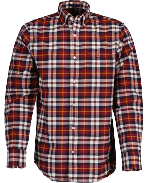GANT hombres rojo hinchado camisa regular fit de tartán cepillado oxford P0P0275