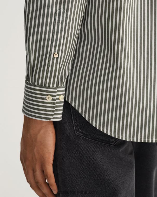GANT hombres tormenta verde camisa regular fit de paño fino a rayas P0P0260