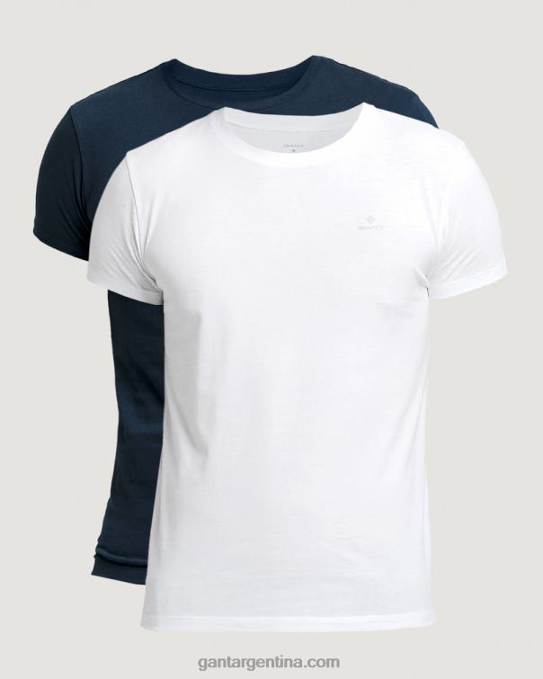 GANT hombres azul marino/blanco Pack de 2 camisetas de cuello redondo P0P02547