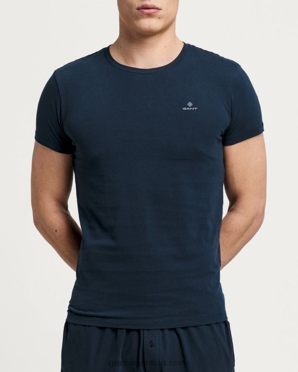GANT hombres azul marino/blanco Pack de 2 camisetas de cuello redondo P0P02547