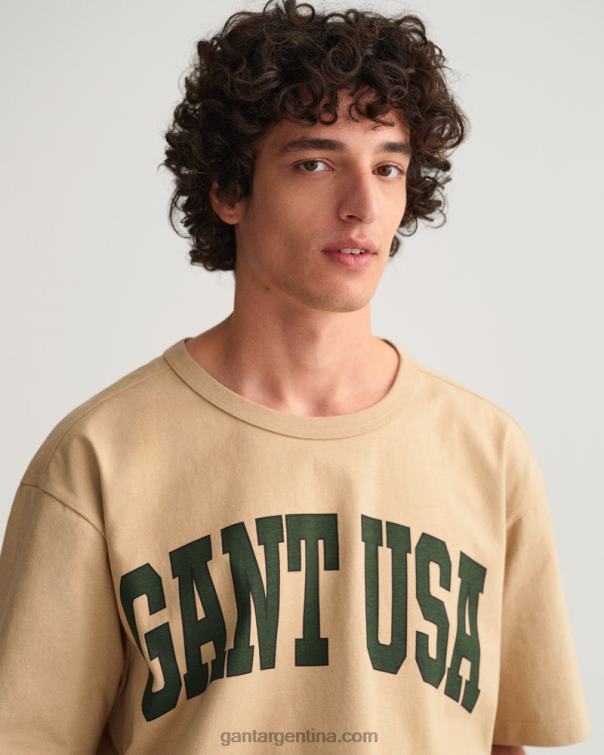 GANT hombres beige avellana Estados Unidos camiseta gráfica P0P02167