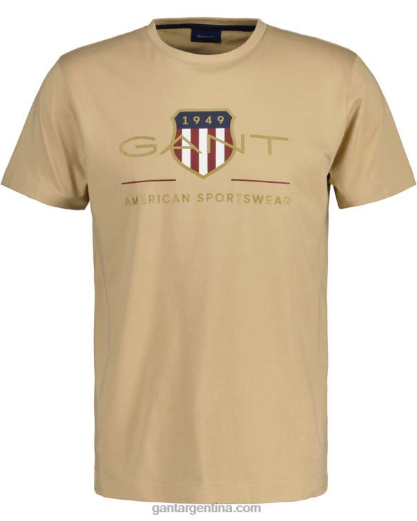 GANT hombres beige avellana playera con escudo de archivo P0P02188