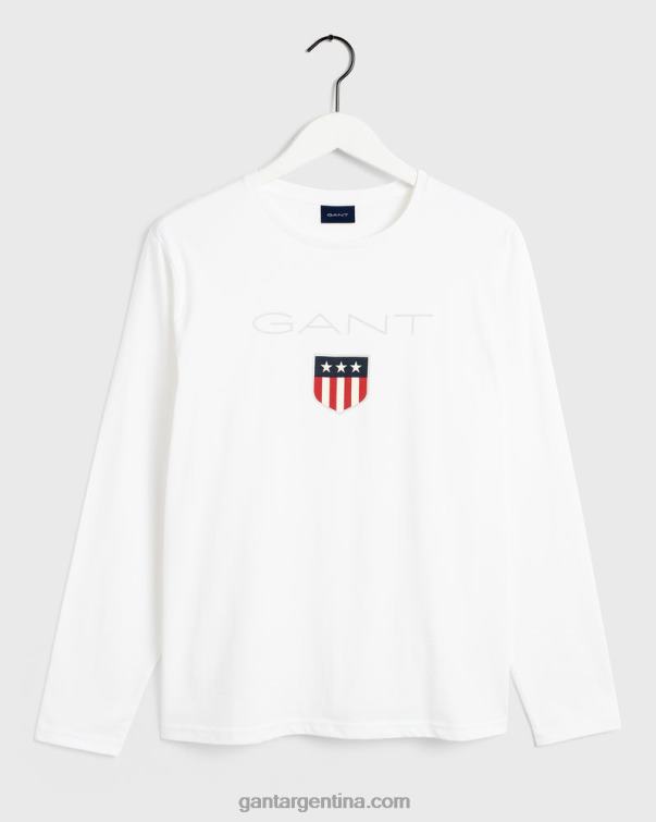 GANT hombres blanco camiseta escudo manga larga P0P02145
