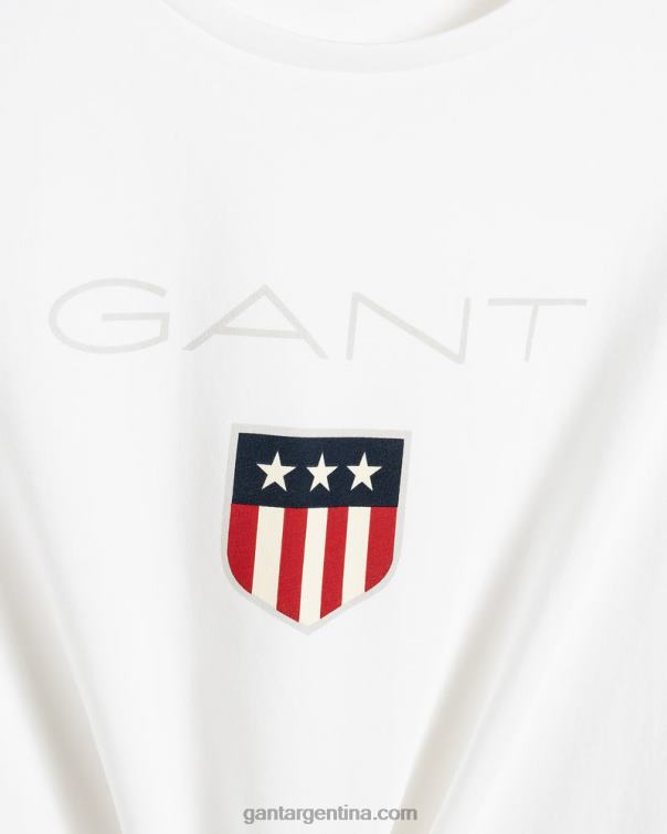 GANT hombres blanco camiseta escudo manga larga P0P02145