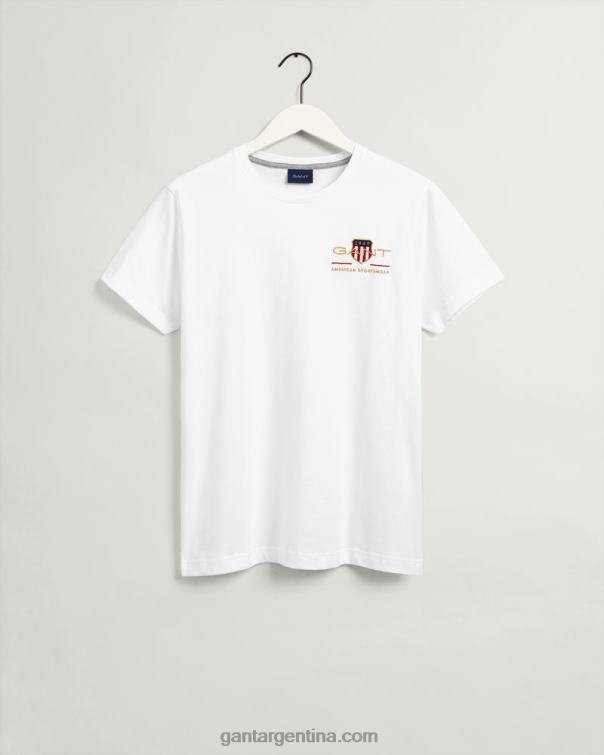 GANT hombres blanco playera con bordado de escudo de archivo P0P02186