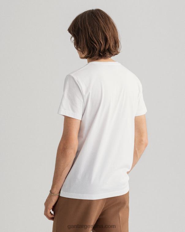 GANT hombres blanco playera con escudo de archivo P0P02137