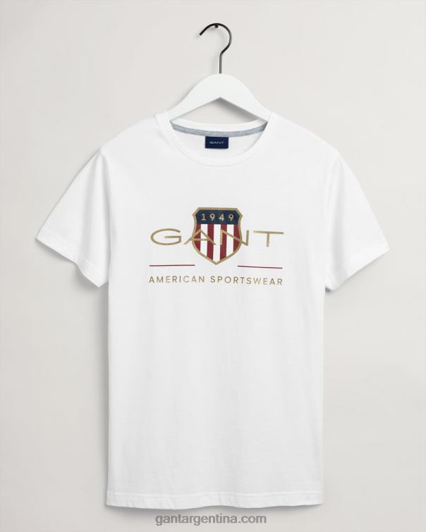 GANT hombres blanco playera con escudo de archivo P0P02137