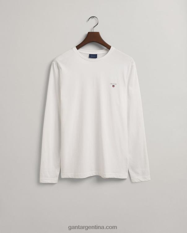 GANT hombres blanco playera de manga larga originales P0P02175