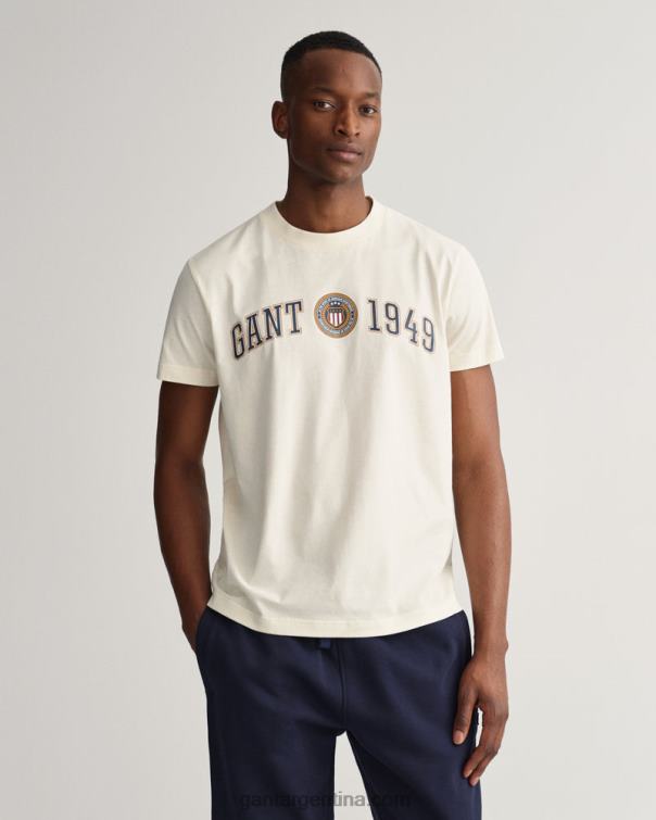 GANT hombres crema camiseta con escudo y escudo P0P02160