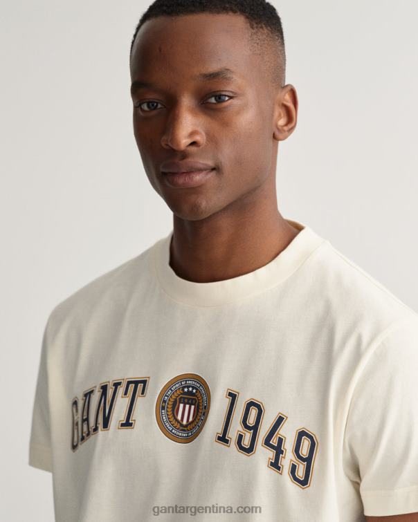 GANT hombres crema camiseta con escudo y escudo P0P02160