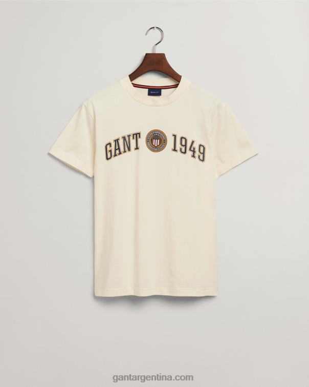 GANT hombres crema camiseta con escudo y escudo P0P02160