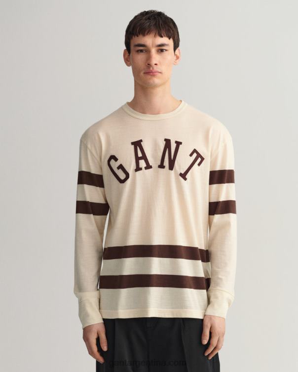 GANT hombres crema camiseta de manga larga de jersey de lana P0P02131