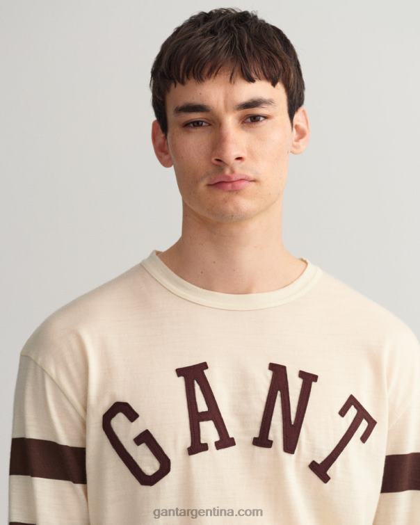 GANT hombres crema camiseta de manga larga de jersey de lana P0P02131