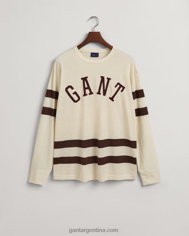 GANT hombres crema camiseta de manga larga de jersey de lana P0P02131