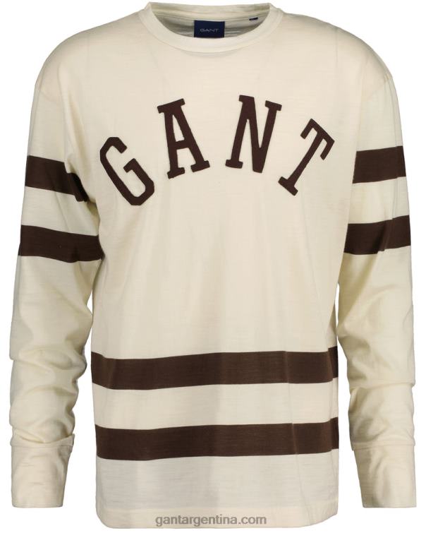 GANT hombres crema camiseta de manga larga de jersey de lana P0P02131