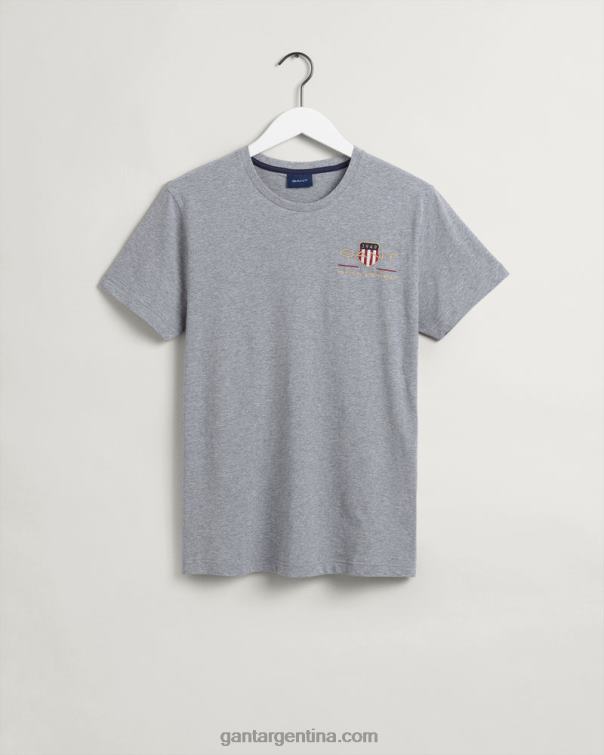 GANT hombres mezcla de grises playera con bordado de escudo de archivo P0P02138