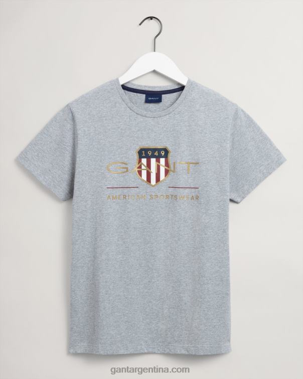GANT hombres mezcla de grises playera con escudo de archivo P0P02139