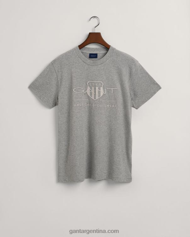 GANT hombres mezcla de grises playera con escudo de archivo tonal P0P02187