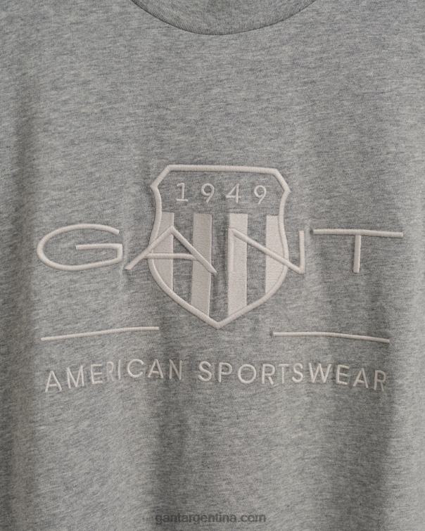 GANT hombres mezcla de grises playera con escudo de archivo tonal P0P02187