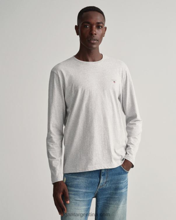 GANT hombres mezcla gris claro playera de manga larga originales P0P02185