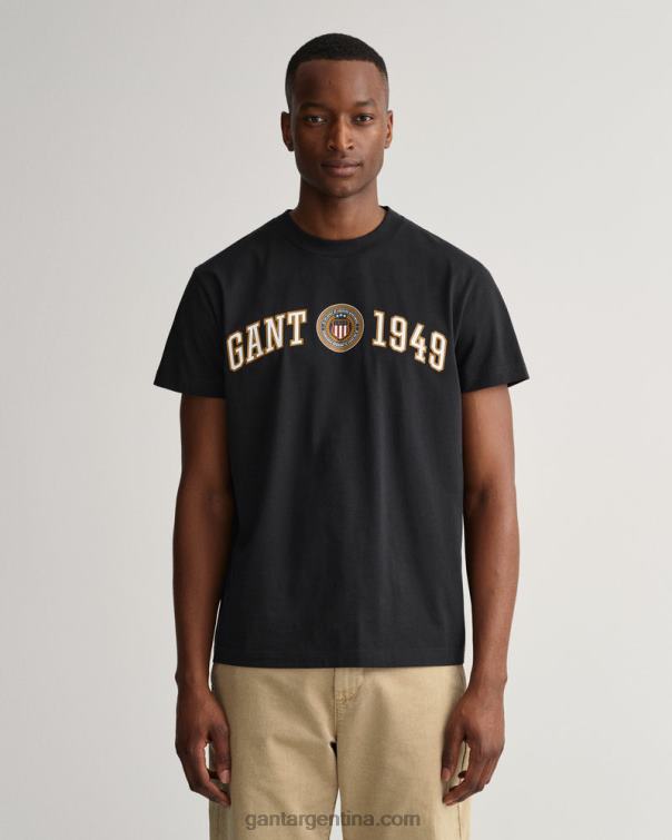 GANT hombres negro camiseta con escudo y escudo P0P02159