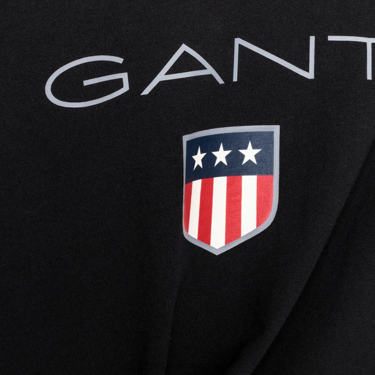 GANT hombres negro camiseta escudo manga larga P0P02146