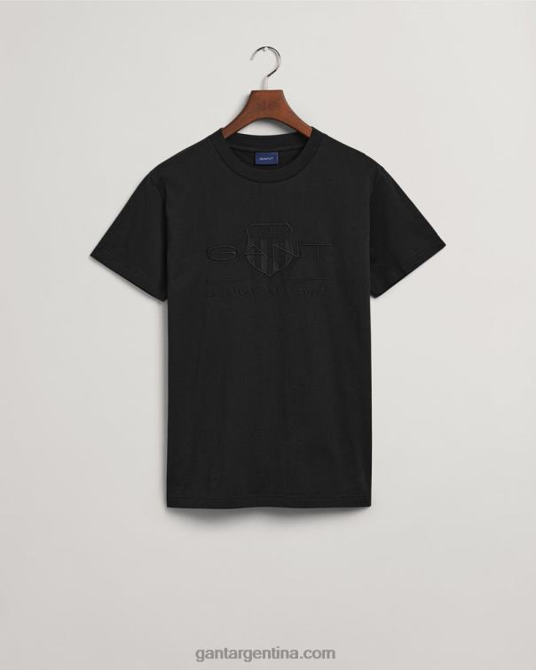 GANT hombres negro playera con escudo de archivo tonal P0P02174