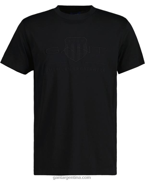 GANT hombres negro playera con escudo de archivo tonal P0P02174