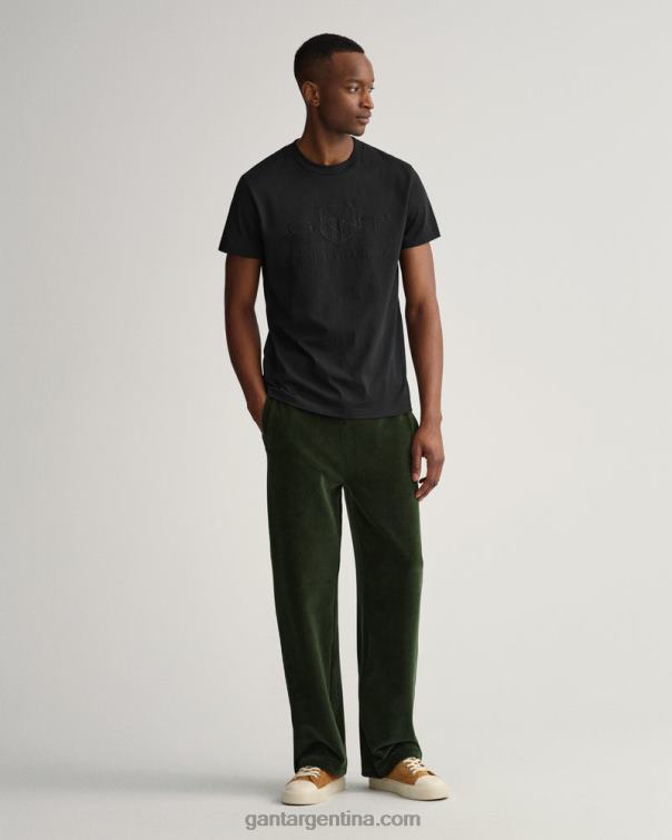 GANT hombres negro playera con escudo de archivo tonal P0P02174