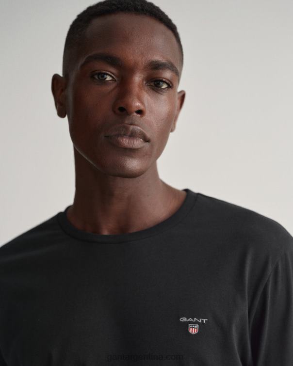 GANT hombres negro playera de manga larga originales P0P02168