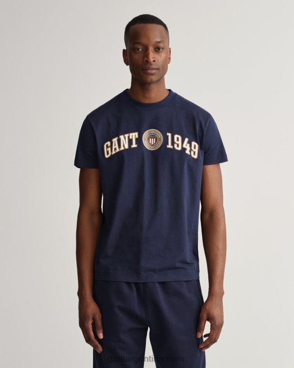 GANT hombres noche azul camiseta con escudo y escudo P0P02199