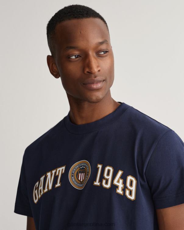 GANT hombres noche azul camiseta con escudo y escudo P0P02199