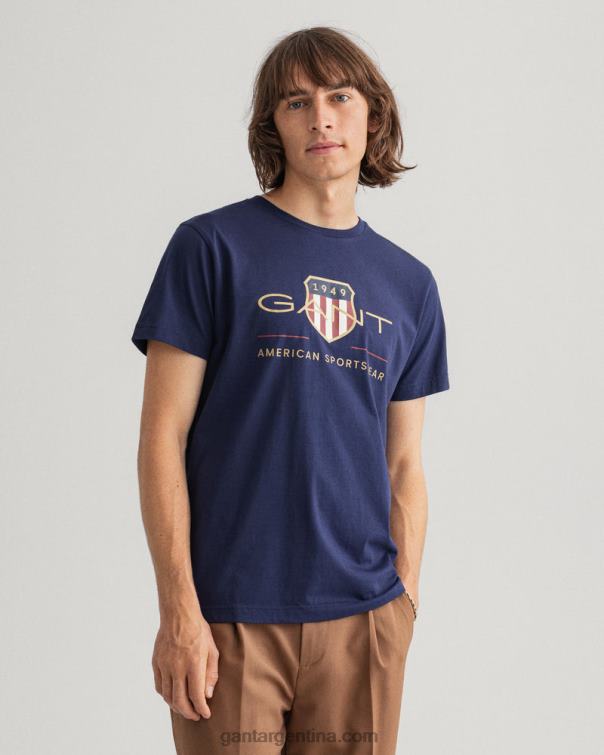 GANT hombres noche azul playera con escudo de archivo P0P02141