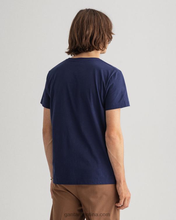 GANT hombres noche azul playera con escudo de archivo P0P02141
