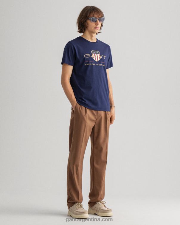 GANT hombres noche azul playera con escudo de archivo P0P02141