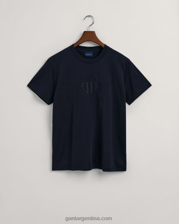 GANT hombres noche azul playera con escudo de archivo tonal P0P02149