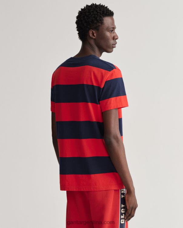 GANT hombres rojo brillante playera con escudo de archivo a rayas P0P02165