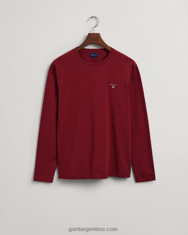 GANT hombres rojo hinchado playera de manga larga originales P0P02134
