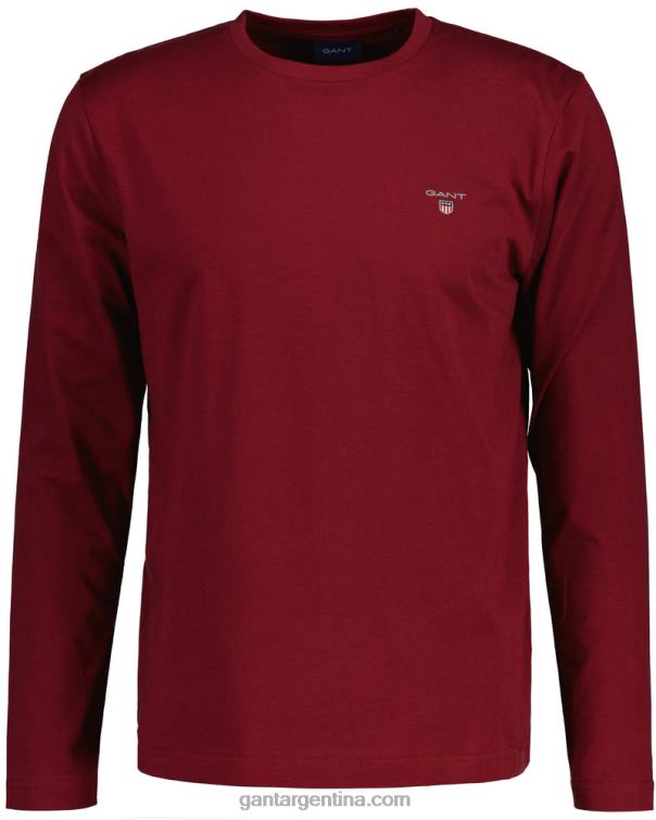 GANT hombres rojo hinchado playera de manga larga originales P0P02134