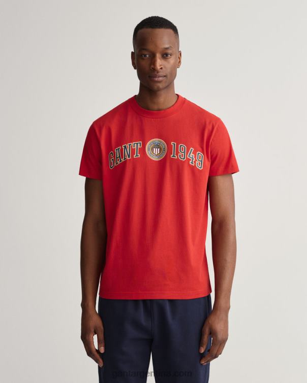 GANT hombres rojo rubí camiseta con escudo y escudo P0P02161